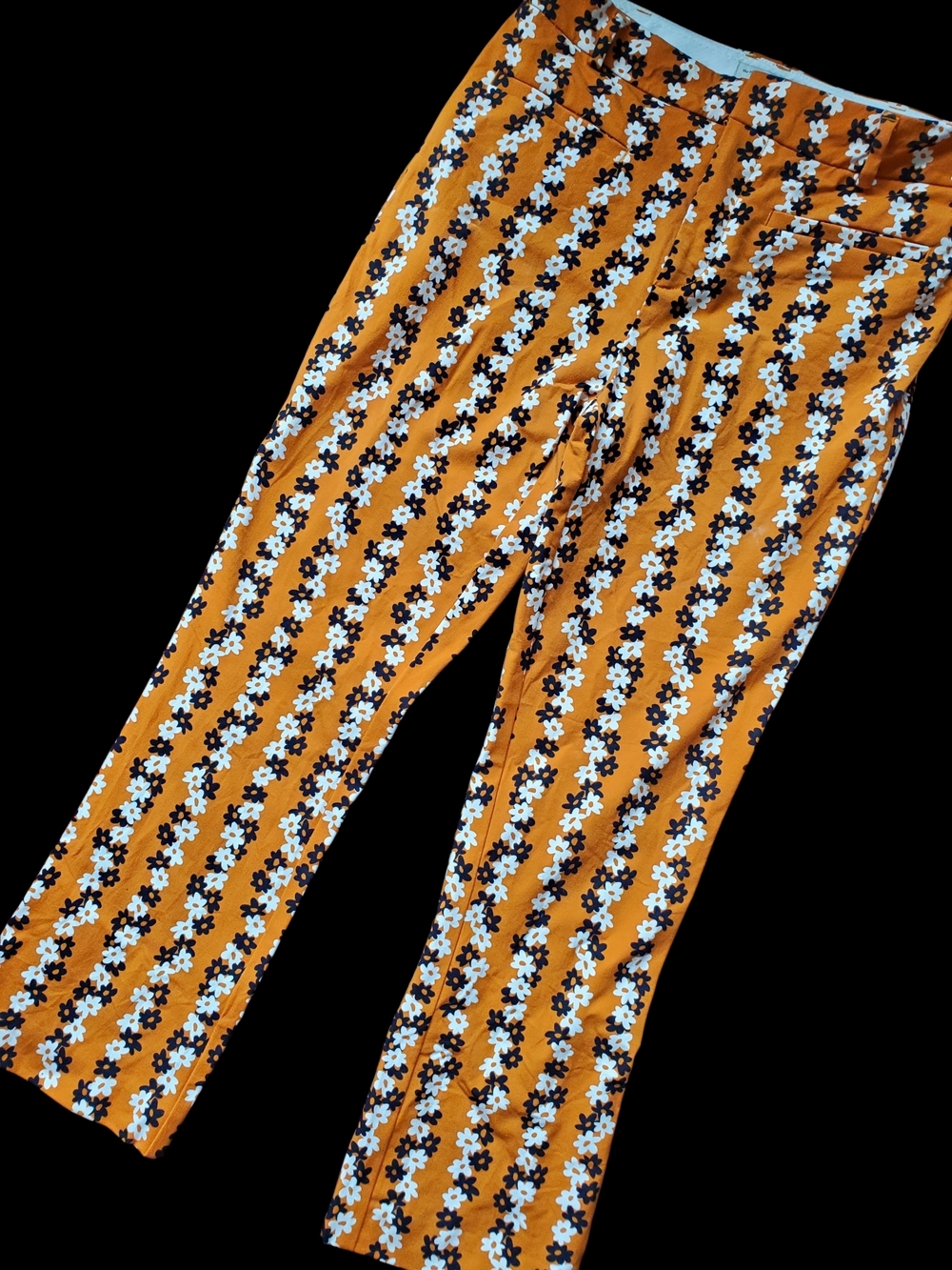 Anthropologie Floral Mustard Button Pants - Size 8 - Picture 3 of 10